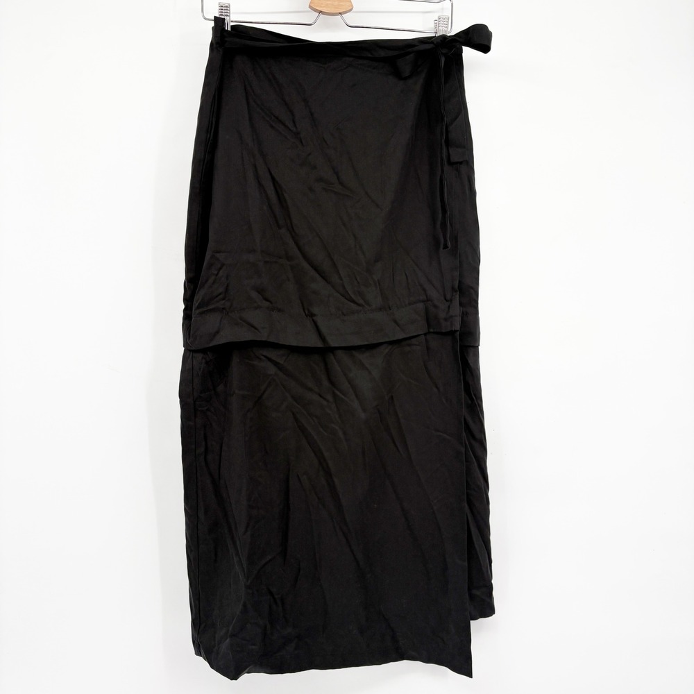 VETTA Womens Black Capsule Wardrobe Convertible Wrap Utility Midi Mini Skirt M - Picture 2 of 9